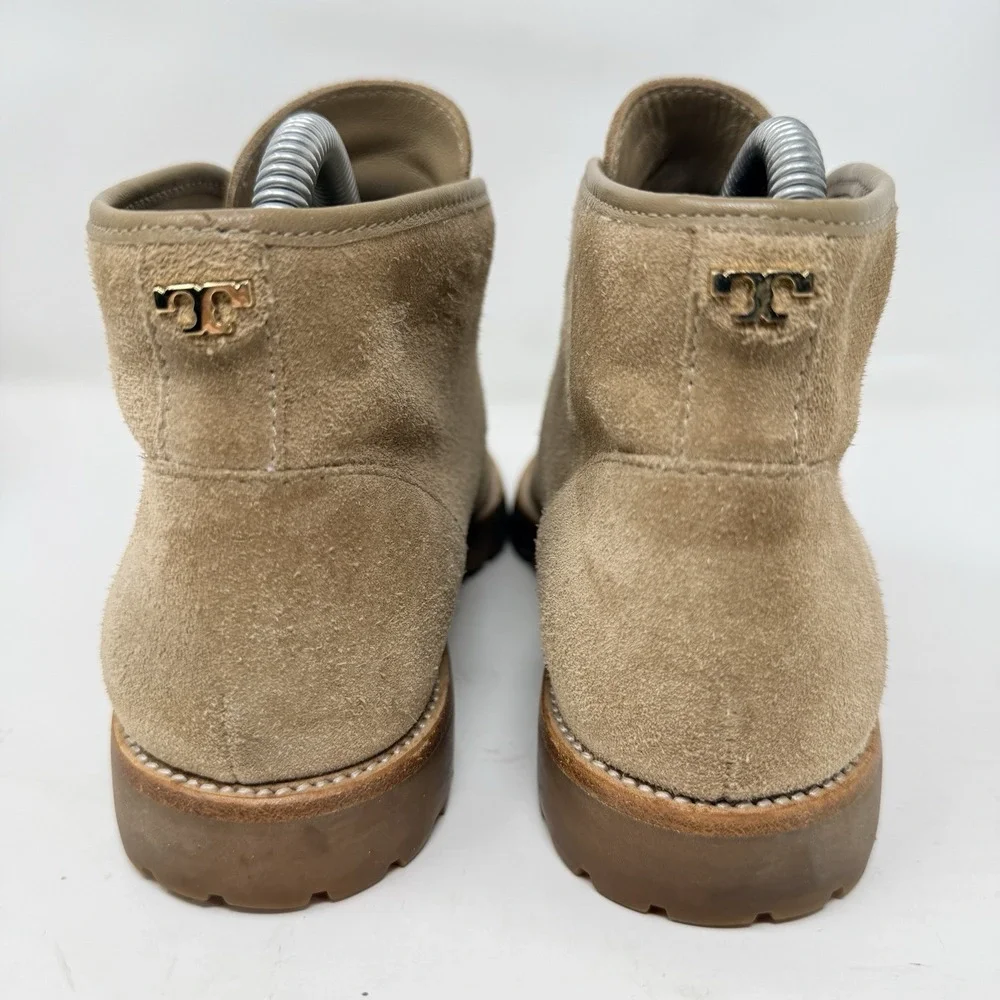 Tory Burch Westbury Women's 8.5M Chukka Booties Tan Suede Leather Laced 31158212